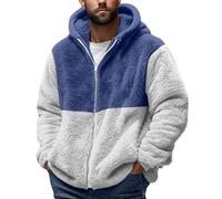ANHATUIV Veste polaire d'hiver à capuche pour homme avec fermeture éclair - Manteau moelleux avec poches - Sweat à capuche thermique en peluche - Pull chaud, Bleu 3, M