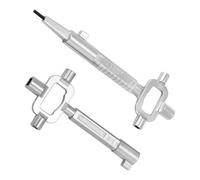 Anhoer Lot de 2 clés de construction universelles en alliage de zinc - Clé de chantier avec jauge de cylindre - Clé d'armoire de commande pour ouvrir - Cylindre enfichable - Serrure argentée