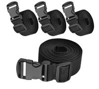 Anhoer Lot de 4 sangles en nylon avec boucles réglables - 1 m - Boucle enfichable - Sangle à bagages - Accessoires de voyage réglables pour sacs à dos et équipement de plein air - Noir (38 mm)
