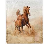 ANHOPE Couverture Animaux Cheval Poney Jument Plaid en Flanelle Microfibre Plaid Doux Chaude Léger pour Canapé Lit Voyage Couverture Décorative pour Enfants Garçons Filles 130 x 150 cm