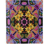 ANHOPE Couverture Coloré Bohême Paisley Fleur Couverture en Flanelle Microfibre Plaid Doux Chaude Léger pour Canapé Lit Voyage Plaid Décorative pour Enfants Adultes 150 x 200 cm