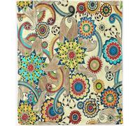 ANHOPE Couverture Coloré Géométrique Bohème Fleur Plaid Flanelle en Microfibre Plaid Doux Chaude Léger pour Lit Canapé Couverture Décorative pour Enfants Garçons Filles 130 x 150 cm