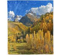 ANHOPE Couverture d'automne pour lit, canapé, toutes saisons, en flanelle, motif nature, montagne, forêt, arbre, douce, chaude, légère pour enfants, bébés, tout-petits, 100 x 130 cm