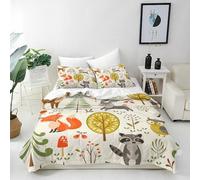 ANHOPE Housse de Couette Jungle Animaux Renard Lapin Chouette 100x135 cm avec 1 Taies d'oreiller 40x60 cm Parure de Lit avec Fermeture Éclair 2 Pièces Literie pour Enfants Garçons Filles