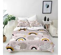 ANHOPE Parure de Lit 90x190 cm avec 1 Taies d'oreiller 40x60 cm Housse de Couette Animaux Hérisson Rainbow Microfibre Literie avec Fermeture Éclair Toutes Saisons