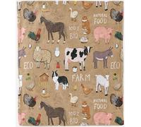 ANHOPE Plaid Ferme Animaux Cheval Mouton Poule Couverture en Flanelle Microfibre Couverture Doux Chaude Léger pour Canapé Lit Voyage Plaid Décorative pour Enfants Garçons Filles 130 x 150 cm
