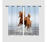 ANHOPE Rideau Animaux Cheval Jument Poney Rideau Occultant Thermique Isolant Tenture Opaque à Oeillets Draperies Intérieurs pour Maison Chambre Salon Fenetre 2 Pièces L 60 x H 90 cm