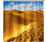 ANHOPE Rideau de Douche Nature Jaune Désert Sable Imperméable Tissu Polyester Anti Moisissure Lavable Rideaux de Douche avec 12 Crochets pour Salle de Bain Baignoire 180 x 180 cm