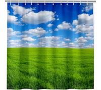 ANHOPE Rideau de Douche Nature Paysage Vert Prairie Imperméable Anti Moisissure Lavable Tissu Polyester Rideaux de Douche avec 12 Crochets pour Salle de Bain Baignoire 180 x 200 cm