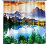 ANHOPE Rideau de Douche Paysage Forêt Lac Montagne Anti Moisissure Imperméable Lavable Tissu Polyester Rideaux de Douche avec 12 Crochets pour Salle de Bain Baignoire 180 x 200 cm