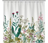 ANHOPE Rideau de Douche Vintage Botanique Plante Fleur Imperméable Tissu Polyester Anti Moisissure Lavable Rideaux de Douche avec 12 Crochets pour Salle de Bain Baignoire 180 x 180 cm