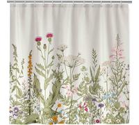 ANHOPE Rideau de Douche Vintage Plante Fleur Feuille Anti Moisissure Imperméable Lavable Tissu Polyester Rideaux de Douche avec 12 Crochets pour Salle de Bain Baignoire 180 x 200 cm