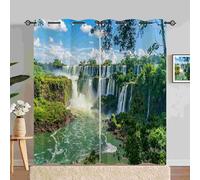 ANHOPE Rideau Nature Forêt Cascade Rivière Tenture Opaque à Oeillets Rideau Occultant Thermique Isolant Draperies Intérieurs pour Maison Chambre Salon Fenetre 2 Pièces L 140 x H 260 cm