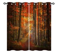 ANHOPE Rideau Occultant Automne Forêt Arbre Sentier Lot de 2 Rideau Thermique Isolant Tenture Opaque à Oeillets Draperies Intérieurs pour Maison Chambre Salon Fenetre L 107 x H 160 cm