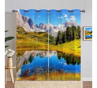 ANHOPE Rideau Occultant Automne Nature Forêt Montagne Lac Rideau Thermique Isolant Tenture Opaque à Oeillets Draperies Intérieurs pour Maison Chambre Salon 2 Panneaux L 140 x H 240 cm