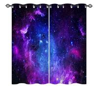 ANHOPE Rideau Occultant Espace Violet Galaxie Nébuleuse Rideau Thermique Isolant Tenture Opaque à Oeillets Draperies Intérieurs pour Maison Chambre Salon Fenetre 2 Pièces L 117 x H 160 cm