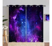 ANHOPE Rideau Occultant Espace Violet Galaxie Nébuleuse Rideau Thermique Isolant Tenture Opaque à Oeillets Draperies Intérieurs pour Maison Chambre Salon Fenetre 2 Pièces L 117 x H 214 cm