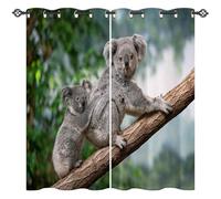 ANHOPE Rideau Occultant Jungle Animaux Koala Rideau Thermique Isolant Draperies Intérieurs Tenture Opaque à Oeillets pour Maison Chambre Salon Fenetre 2 Pièces L 132 x H 160 cm