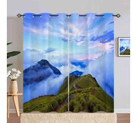 ANHOPE Rideau Occultant Lever du Soleil Brouillard Montagne Rideau Thermique Isolant Tenture Opaque à Oeillets Draperies Intérieurs pour Maison Chambre Salon Fenetre 2 Pièces L 140 x H 240 cm