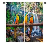 ANHOPE Rideau Occultant Tropical Cascade Perroquet Rideau Thermique Isolant Tenture Opaque à Oeillets Draperies Intérieurs pour Maison Chambre Salon Fenetre 2 Pièces L 77 x H 160 cm