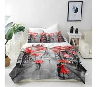 ANHOPE Ville Paris Tour Eiffel Housse de Couette 200x220 cm avec 2 Taies d'oreiller 80x80 cm Microfibre Parure de Lit avec Fermeture Éclair 3 Pièces Literie Toutes Saisons