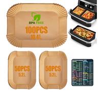 Anhow 200 PCS Papier Cuisson Air Fryer, Papier Sulfurisé pour Air Fryer Ninja 10.4L AF500EU,AF500EUCP/Cosori Air Fryer 10L, Food-Grade BPA gratuit, Papier pour Air Fryer pour 5.2-10.4L Friteuse