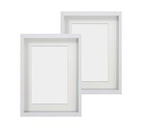 Anhow 2pcs 3D Cadre Photo Profond 15x20 cm, Cadre Photo à Remplir de Passe Partout Adapté aux Photos 10x15 cm Cadre Boîte avec Verre - 3cm Profondeur/Blanc