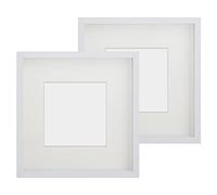 Anhow 2pcs 3D Cadre Photo Profond 23x23 cm, Cadre Photo à Remplir de Passe Partout Adapté aux Photos 13x13 cm Cadre Boîte avec Verre - 3 cm Profondeur/Couleur Bois