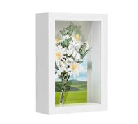 Anhow 3D Cadre Boîte 10x15 cm (3.9x5.9 Pouce), 1pcs Cadre 3D Profond avec Vitre Transparente Incassable pour Fleurs, Souvenirs, Diamond Painting - 3cm Profondeur/Blanc