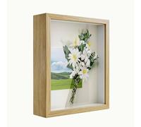 Anhow 3D Cadre Boîte 15x20cm (5.9x7.8 Pouce), 1pcs Cadre 3D Profond avec Vitre Transparente Incassable pour Fleurs, Souvenirs, Diamond Painting - 3cm Profondeur/Grain de Bois