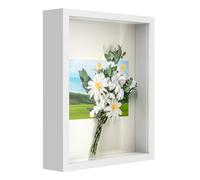 Anhow 3D Cadre Boîte 20x25 cm (7.8x9.8 Pouce), 1pcs Cadre 3D Profond avec Vitre Transparente Incassable pour Fleurs, Souvenirs, Diamond Painting - 3cm Profondeur/Blanc