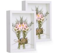 Anhow 3D Cadre Boîte 20x30 cm (A4), 2pcs A4 Cadre 3D Profond avec Vitre Transparente Incassable pour Fleurs, Souvenirs, Diamond Painting - 3cm Profondeur/Blanc