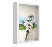 Anhow 3D Cadre Boîte 21x29.7 cm (8.2x11.6 Pouce), 1pcs Cadre 3D Profond avec Vitre Transparente Incassable pour Fleurs, Souvenirs, Diamond Painting - 3cm Profondeur/Blanc