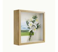 Anhow 3D Cadre Photo 20x20x4.4 cm, 3D Cadre Profond avec Vitre pour Fleurs, Souvenirs Décoration DIY - 3cm Profondeur/Grain de Bois