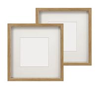 Anhow 3D Cadre Photo Profond 23x23 cm, 2pcs Cadre Photo à Remplir de Passe Partout Adapté aux Photos 13x13 cm Cadre Boîte avec Verre - 3cm Profondeur/Couleur Bois