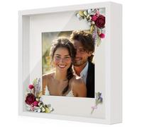 Anhow 3D Cadre Photo Profond 30x30 cm, Cadre Photo à Remplir de Passe Partout Adapté aux Photos 20x20 cm Cadre Boîte avec Verre - 3 cm Profondeur/Blanc