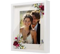 Anhow Cadre 3D Profond 30x40 cm Cadre Photo Vitrine en Bois de Passe-Partout Adapté aux Photos A4 pour Objet pour DIY de Bouquets, Spécimens, Coquillages (Blanc)