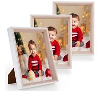 Anhow Cadre Photo 15x20 cm, Lot de 3 Cadre Photo 6x8 Pouce avec Plaque Acrylique Transparente Incassable - Rose/3 Pièces