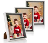 Anhow Cadre Photo 15x20 cm, Lot de 3 Cadre Photo 6x8 Pouce avec Plaque Acrylique Transparente Incassable - Gris Foncé/3 Pièces