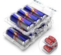 Anhow Distributeur Canette Frigo, Grande Capacité Rangement Canette Frigo Ajustable Range pour Boissons Bière Soda Boîtes - Transparent