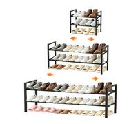 Anhow Étagère à Chaussures 2 Niveaux, Extensible Shoe Rack 43 à 109cm, Noir | Extensible Range Chaussures en Métal pour 4-12 Paires de Shoes, Meuble Chaussure pour Entrée, Salon, Chambre, Couloir