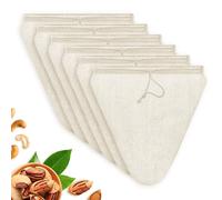 Anhow Lot de 6 Sac a Lait Vegetal, 28x30cm Réutilisables Etamine Lin Alimentaire avec Cordon de Serrage, Lin Cloth Sac Pour Fromage, Jus de Fruits, Café, Jus de Légumes