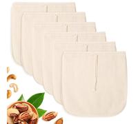 Anhow Lot de 6 Sac a Lait Vegetal, 30x30cm Carré Réutilisables Lin Alimentaire avec Cordon de Serrage, Lin Cloth Sac Pour Fromage, Jus de Fruits, Café, Jus de Légumes, Etamine Alimentaire