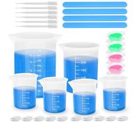 Anhow Verre Doseur, Kit Resine Epoxy Complet Débutant Lot de 29 Moule Ailicone 450ml/ 250ml/ 100ml avec Pipette, Bâton d'agitation, Tasses à Mélanger Antiadhésives, Doigtiers en Latex pour DIY