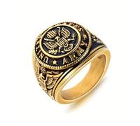 Anhuastar Bague commémorative de l'armée américaine - Cadeau pour les anciens combattants - Bague de collection pour les amateurs de militaires - En acier inoxydable - Design rétro, Us 5-12, Argent
