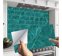ANHUIB 16pcs Credence Adhesive pour Cuisine Vert Carrelage Mural Adhésif Cuisine Stickers Carrelage Salle de Bain Credence Cuisine Adhesive Marbre Imperméables Carrelage Carreaux Adhésif Mural 10x20cm