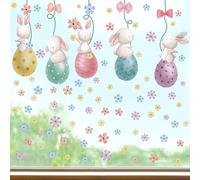 ANHUIB Autocollant pour Fenêtre de Pâques Stickers de Fenêtre de Fleurs de Printemps Autocollant de Lapin de Pâques Verre Decor Vitre Printemps Pâques Lapin Sticker Autocollant Vitre Oeufs de Paques