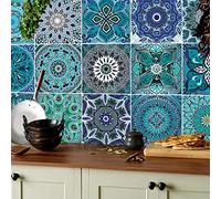ANHUIB Stickers de Carreaux Adhésifs,Autocollants de Cuisine Motif de Carrelage,Papier Peint de Carrelage,Autocollant Carreaux Étanche de Salle de Bain,Stickers de Style Marocain de Escalier,15 × 15cm