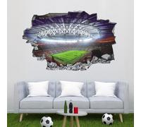 ANHUIB Stickers Muraux 3D Football 3D Sticker Mural de Salon Poster du Stade Chambre D'enfant Autocollant Mural de Football Coloré Chambre Garçon Autocollant Muraux Chambre Couloir Décor 84x60cm