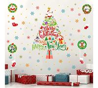 ANHUIB Stickers Noël Fenêtre, Autocollants Décoration, Merry Christmas Sticker, Flocon de Neige, Sapin de Noël, DIY Amovible PVC Décalcomanie Fête Décor